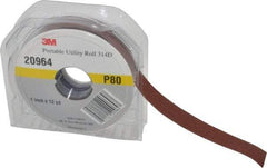 3M - 1" x 12 Yd 80 Grit Aluminum Oxide Cloth Roll - Medium Grade, J Weighted Backing - Benchmark Tooling
