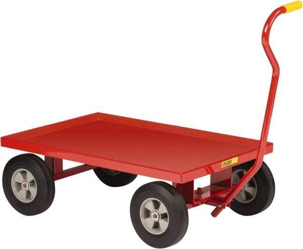Little Giant - 1,200 Lb Capacity Steel Wagon Truck - Steel Deck, 24" OAW, 36" Platform Length x 11-3/4" Platform Height, Solid Rubber Casters - Benchmark Tooling