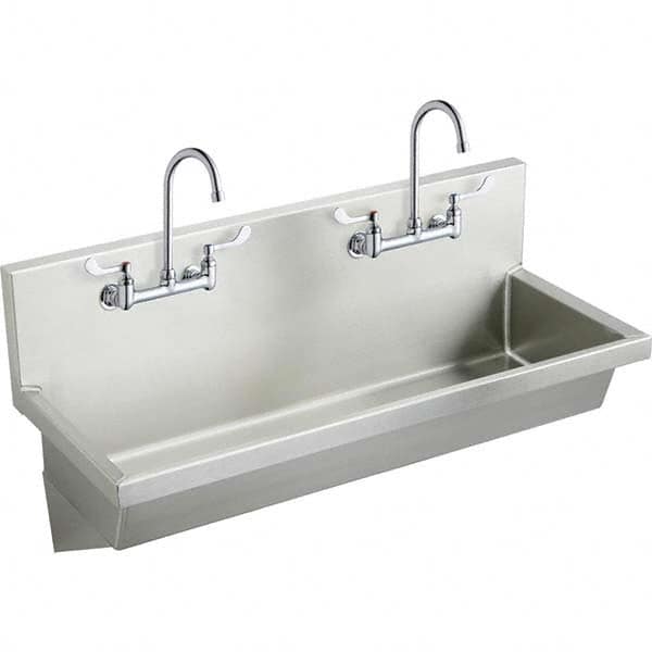 ELKAY - Stainless Steel Sinks Type: (2) Person Wash-Station w/Manual Faucet Outside Length: 48 (Inch) - Benchmark Tooling