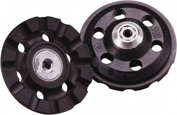 3M - 3" Diam Disc Backing Pad - 1/4" Shank Diam, Medium Density, 12,000 RPM, Roloc TR Compatible - Benchmark Tooling
