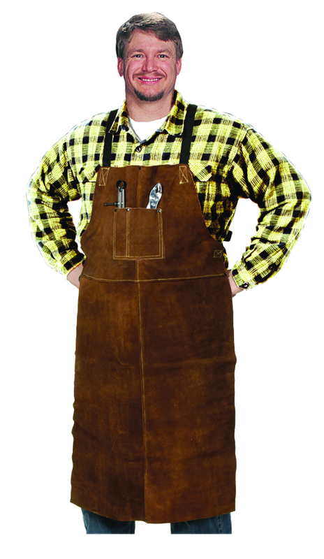 24" x 36" Leather Bib Apron - Split Cowhide - Brown - Benchmark Tooling