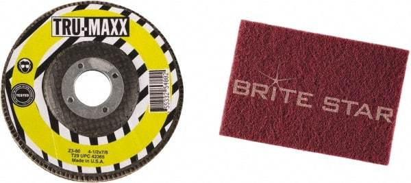 Tru-Maxx - 36 Grit, 4-1/2" Disc Diam, 7/8" Center Hole, Type 29 Zirconia Alumina Flap Disc - 13,300 Max RPM, Arbor Attaching System, Coated - Benchmark Tooling