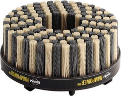 Brush Research Mfg. - 5" 180 Grit Ceramic/Silicon Carbide Tapered Disc Brush - Medium Fine Grade, CNC Adapter Connector, 0.71" Trim Length, 7/8" Arbor Hole - Benchmark Tooling