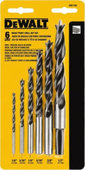 DeWALT - 1/8 to 1/2", 118° Point, Bright Finish, High Speed Steel Brad Point - Benchmark Tooling