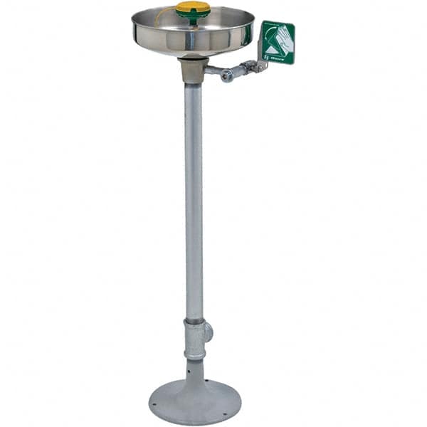 Haws - 15" Wide x 38" High, Pedestal Mount, Stainless Steel Bowl, Eye & Face Wash Station - 11" Inlet, 3.7 GPM Flow Rate - Benchmark Tooling