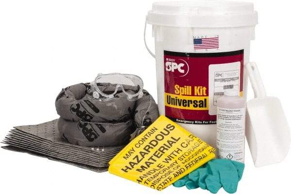 Brady SPC Sorbents - 4.5 Gal Capacity Universal Spill Kit - 6.5 Gal Bucket - Benchmark Tooling