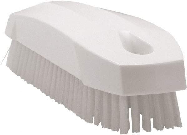 Vikan - 0.7" Bristle Length, Polyester Scrub Brush - 1-1/2" Wide Head, 4-1/2" OAL, White, Polypropylene Block - Benchmark Tooling