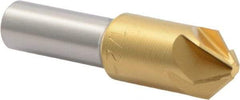 M.A. Ford - 1/2" Head Diam, 3/8" Shank Diam, 6 Flute 90° High Speed Steel Countersink - TiN Finish, 2" OAL - Benchmark Tooling