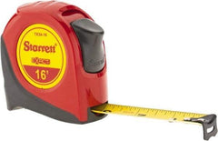 Starrett - 16' x 3/4" Yellow Blade Tape Measure - 1/16" Graduation, S1 Graduation Style, Red Case - Benchmark Tooling