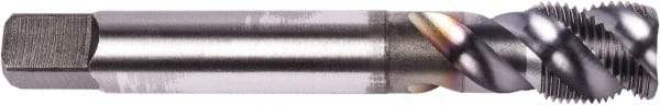 Union Butterfield - M10x1.50 Metric Coarse 3 Flute 6H Modified Bottoming Spiral Flute Tap - Powdered Metal, TiCN Finish, 100mm OAL, Right Hand Flute, Right Hand Thread, Series 1679 - Exact Industrial Supply