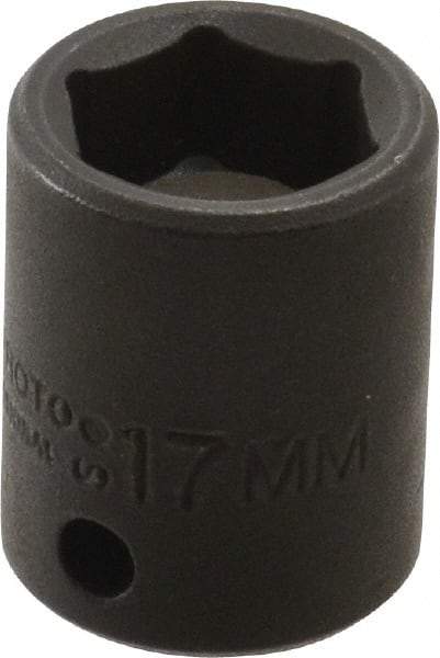 Proto - 3/8" Drive 17mm Standard Magnetic Impact Socket - 6 Points, 1-1/4" OAL - Benchmark Tooling