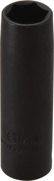Proto - 1/2" Drive 16mm Deep Thin Wall Impact Socket - 6 Points, 3-1/4" OAL - Benchmark Tooling