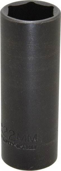 Proto - 1/2" Drive 22mm Deep Thin Wall Impact Socket - 6 Points, 3-1/2" OAL - Benchmark Tooling