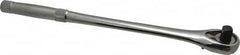 Proto - 1/2" Drive Pear Head Ratchet - Chrome Finish, 15" OAL, 45 Gear Teeth, Long Knurled Handle, Standard Head - Benchmark Tooling