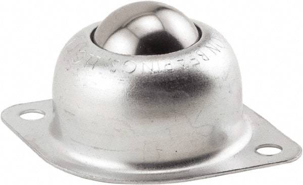 Hudson Bearing - 1 Inch Diameter, Oval, Stainless Steel Ball Transfer - 1.1875 Inch Mount Height, 75 Lb. Capacity - Benchmark Tooling