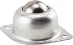 Hudson Bearing - 1 Inch Diameter, Oval, Stainless Steel Ball Transfer - 1.1875 Inch Mount Height, 75 Lb. Capacity - Benchmark Tooling