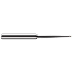 Square End Mill: 1/16'' Dia, 3/32'' LOC, 1/4'' Shank Dia, 4'' OAL, 2 Flutes, Solid Carbide Single End, Uncoated, 30 ° Helix, Centercutting, RH Cut, RH Flute