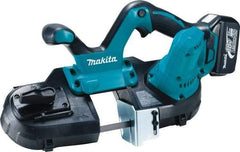 Makita - 18 Volt, 18-1/2" Blade, 630 SFPM Cordless Portable Bandsaw - 2-1/2" (Round) & 2-1/2 x 2-1/2" (Rectangle) Cutting Capacity, Lithium-Ion Battery Included - Benchmark Tooling