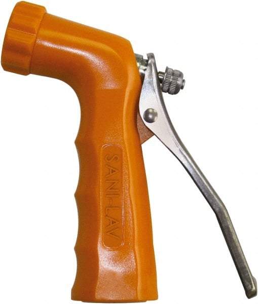 SANI-LAV - 3/4" Pipe, Insulated, Grade 3 Zinc Adjustable Spray Pattern Nozzle - Safety Orange, 3/4 GHT Connection, 6.5 Gal per min at 100 psi, 3/4 GHT, 3/4" Orifice Diam, For Use With Water - Benchmark Tooling