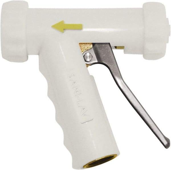 SANI-LAV - 3/4" Pipe, Insulated, Grade C-36000 Brass Adjustable Spray Pattern Nozzle - White, 3/4 GHT Connection, 5.3 Gal per min at 100 psi, 3/4 GHT, 3/4" Orifice Diam, For Use With Water - Benchmark Tooling