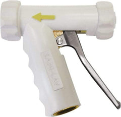 SANI-LAV - 3/4" Pipe, Insulated, Grade C-36000 Brass Adjustable Spray Pattern Nozzle - White, 3/4 GHT Connection, 7 Gal per min at 100 psi, 3/4 GHT, 3/4" Orifice Diam, For Use With Water - Benchmark Tooling