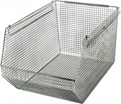 Quantum Storage - 175 Lb. Load Capacity, 18-1/2" Deep, Chrome Hopper Stacking Bin - 10-1/8" High x 11" Wide x 18-1/2" Long - Benchmark Tooling