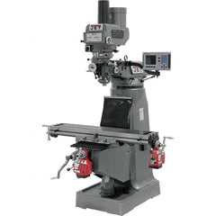 Jet - 9" Table Width x 49" Table Length, Variable Speed Pulley Control, 3 Phase Knee Milling Machine - R8 Spindle Taper, 3 hp - Benchmark Tooling