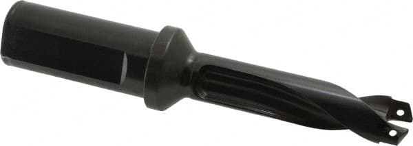 Allied Machine and Engineering - Series 18, 18 to 19.99mm Diam, 1" Diam Straight Shank with Flange, Straight Flute Spade Drill - 2-3/8" Max Depth, 3-45/64" Body Length, 5-63/64" OAL, Standard Length, Through Coolant - Benchmark Tooling