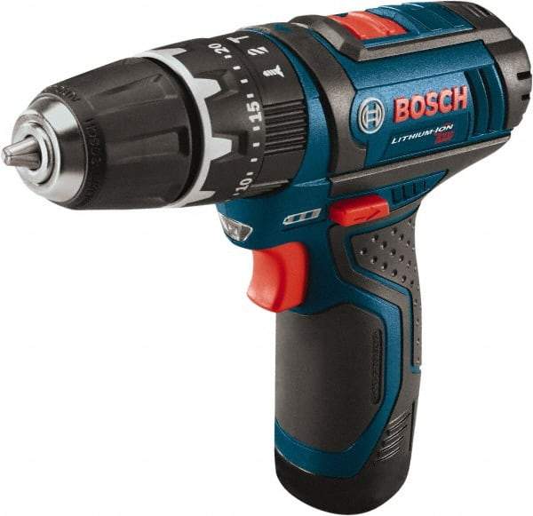 Bosch - 12 Volt 3/8" Keyless Chuck Cordless Hammer Drill - 0 to 19,500 BPM, 0 to 1,300 RPM, Reversible - Benchmark Tooling