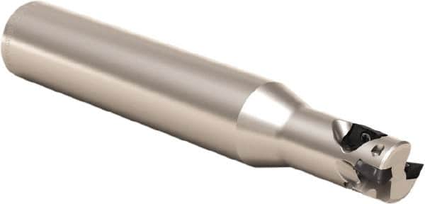 Seco - 20mm Cut Diam, 25mm Max Depth of Cut, 20mm Shank Diam, 120mm OAL, Indexable Square Shoulder Helical End Mill - XO.. 06 Inserts, Cylindrical Shank, 90° Lead Angle, Series Nano Turbo - Benchmark Tooling