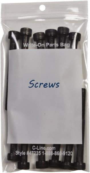 C-LINE - 4-3/4" Long x 8" Wide x 6-7/8" High, 0.002 mil Thick, Self Seal Antistatic Poly Bag - Clear & White - Benchmark Tooling