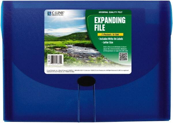 C-LINE - 13 x 9-1/4 x 1-5/8", Letter Size, Blue, Expandable File Folders with Top Tab Pocket - Has Index Tabs, 1 per Box - Benchmark Tooling