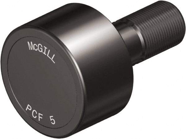 McGill - 4-1/2" Roller Diam x 2" Width, 1-1/4" Stud Diam x 2-3/4" Length, Plain Load Roller - Steel, 1-3/4" Thread Length, 1-1/4-12 Thread, 4-3/4" OAL, 14,300 Lb Dynamic Cap, 16,000 Lb Static Cap - Benchmark Tooling