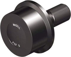 McGill - 5" Roller Diam x 3" Width, 2" Stud Diam x 4-1/2" Length, Flanged Load Roller - Steel, 2-1/2" Thread Length, 2-12 Thread, 7-1/2" OAL, 35,800 Lb Dynamic Cap, 40,000 Lb Static Cap - Benchmark Tooling