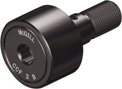 McGill - 2-1/2" Roller Diam x 1-1/2" Width, 1" Stud Diam x 2-1/4" Length, Crowned Sealed Stud Cam Follower with Hex - Steel, 1" Thread Length, 1-14 Thread, 3.78" OAL, 11,720 Lb Dynamic Cap, 16,450 Lb Static Cap - Benchmark Tooling