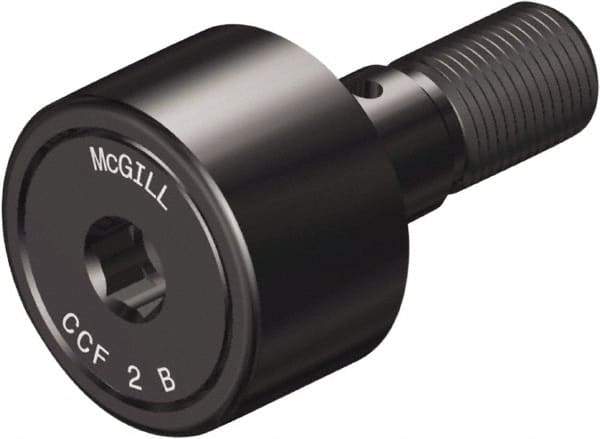 McGill - 1-1/4" Roller Diam x 3/4" Width, 1/2" Stud Diam x 1-1/4" Length, Crowned Sealed Stud Cam Follower with Hex - Steel, 5/8" Thread Length, 1/2-20 Thread, 2.03" OAL, 3,930 Lb Dynamic Cap, 4,250 Lb Static Cap - Benchmark Tooling