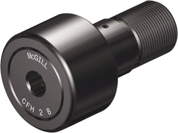 McGill - 2-1/2" Roller Diam x 1-1/2" Width, 1" Stud Diam x 2-1/4" Length, Sealed Heavy Stud Cam Follower with Hex - Steel, 1-1/8" Thread Length, 1-1/4-12 Thread, 3.78" OAL, 11,720 Lb Dynamic Cap, 32,900 Lb Static Cap - Benchmark Tooling