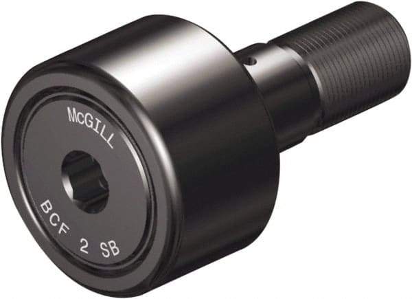 McGill - 2-1/4" Roller Diam x 1-1/4" Width, 7/8" Stud Diam x 2" Length, Sealed Self Lubricating Stud Cam Follower with Nonmetallic Bushing and Hex - Steel, 1" Thread Length, 7/8-14 Thread, 3.28" OAL - Benchmark Tooling