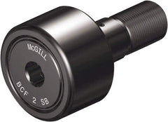 McGill - 2-1/2" Roller Diam x 1-1/4" Width, 1" Stud Diam x 2-1/4" Length, Sealed Self Lubricating Stud Cam Follower with Nonmetallic Bushing and Hex - Steel, 1-1/4" Thread Length, 1-14 Thread, 3.78" OAL - Benchmark Tooling