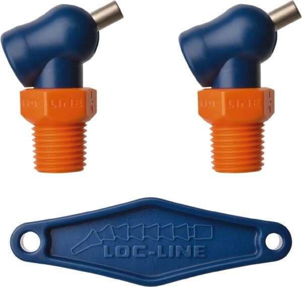 Loc-Line - 1/4" Hose Inside Diam x 5/32" Nozzle Diam, High-Pressure Coolant Hose Nozzle - NPT, for Use with Loc-Line Modular Hose System, 2 Pieces - Benchmark Tooling