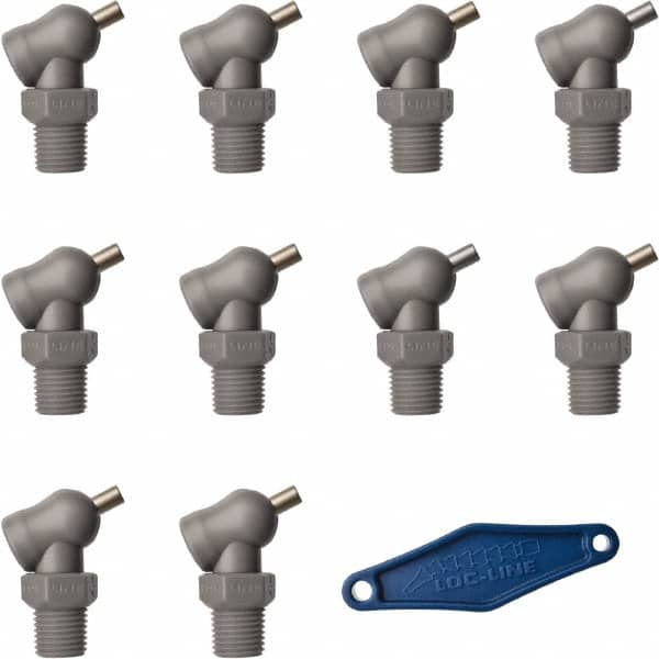 Loc-Line - 1/4" Hose Inside Diam x 5/32" Nozzle Diam, High-Pressure Coolant Hose Nozzle - NPT, for Use with Loc-Line Modular Hose System, 10 Pieces - Benchmark Tooling