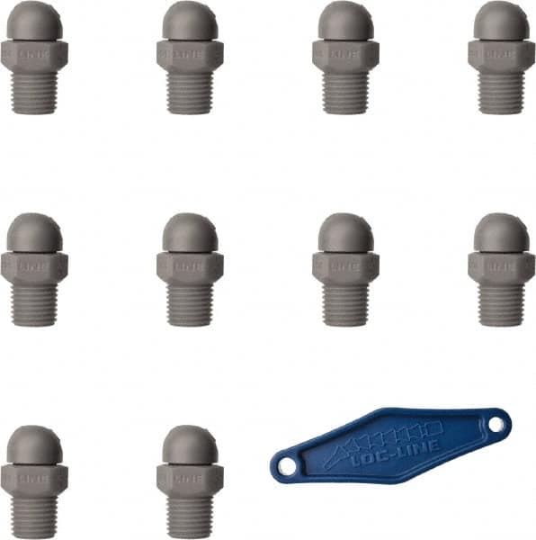 Loc-Line - 1/4" Hose Inside Diam x 5/32" Nozzle Diam, High-Pressure Coolant Hose Nozzle - NPT, for Use with Loc-Line Modular Hose System, 10 Pieces - Benchmark Tooling