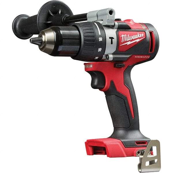 Milwaukee Tool - 18 Volt 1/2" Metal Ratcheting Chuck Cordless Hammer Drill - 0 to 28,800 BPM, 0 to 1,800 RPM, Reversible - Benchmark Tooling