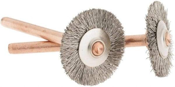 Dremel - 3/4" OD, 1/8" Shank Diam, Straight Filament Stainless Steel Wheel Brush - 0.0241" Face Width, 3/4" Trim Length, 15,000 RPM - Benchmark Tooling