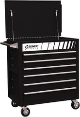 Sunex Tools - 600 Lb Capacity, 34-1/2" Wide x 20" Long x 39-1/2" High Service Cart - 6 Shelf, Steel, Heavy-Duty Casters - Benchmark Tooling