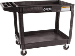 Sunex Tools - 500 Lb Capacity, 26" Wide x 46" Long x 33-1/2" High Standard Utility Cart - 2 Shelf, Plastic, Hard Rubber Casters - Benchmark Tooling