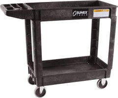 Sunex Tools - 500 Lb Capacity, 18" Wide x 41" Long x 33-1/2" High Standard Utility Cart - 2 Shelf, Plastic, Hard Rubber Casters - Benchmark Tooling