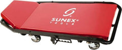 Sunex Tools - 300 Lb Capacity, 4 Wheel Creeper (with Adjustable Headrest) - Metal, 45-1/2" Long x 2-1/2" Overall Height x 19" Wide - Benchmark Tooling