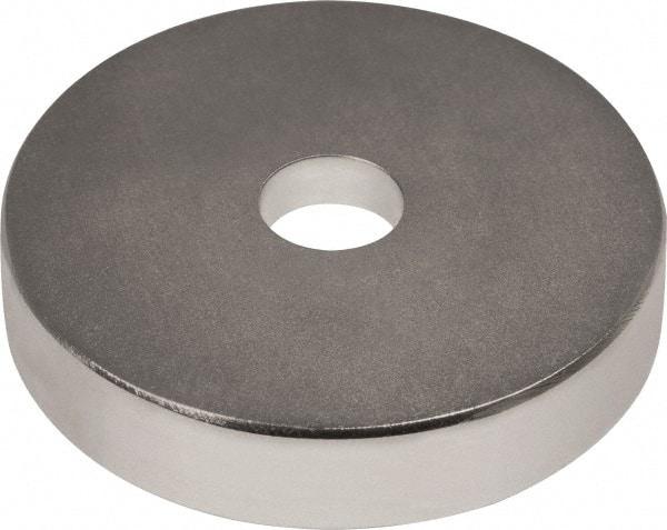 Mag-Mate - 1" Long x 1" Diam x 1/8" High, 1 Mounting Hole, 20 Poles, Ring Neodymium Rare Earth Holding Magnet - 16.6 Lb Average & 33.2 Lb Max Pull Force, 0.19 Mounting Hole, Through Hole Style, 180°F Max Operating Temp - Benchmark Tooling