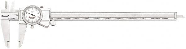 Starrett - 0" to 12" Range, 0.001" Graduation, 0.1" per Revolution, Dial Caliper - White Face, 2.5" Jaw Length, Accurate to 0.001" - Benchmark Tooling